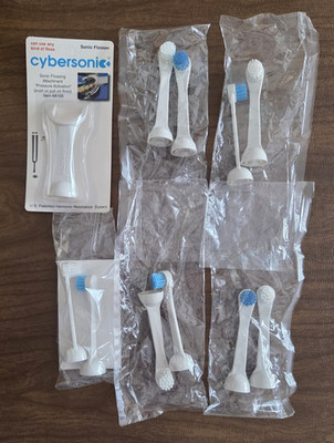 Cybersonic Round Replacement Brush Heads (10) + Sonic Flosser Sealed - NOS