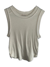 Free People We The Free Kate Rib Tank ivory, Slim Fit Crew Neck Basic Sz M