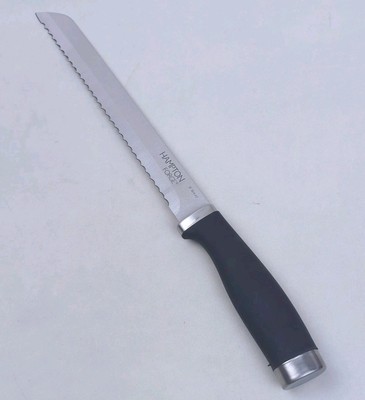 Hampton Forge 8 inch BREAD Knife, Stainless Steel Blade, Black Handle, NEW
