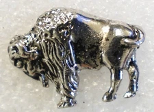 Buffalo Pinback Button Pewter Animal Lapel Pin