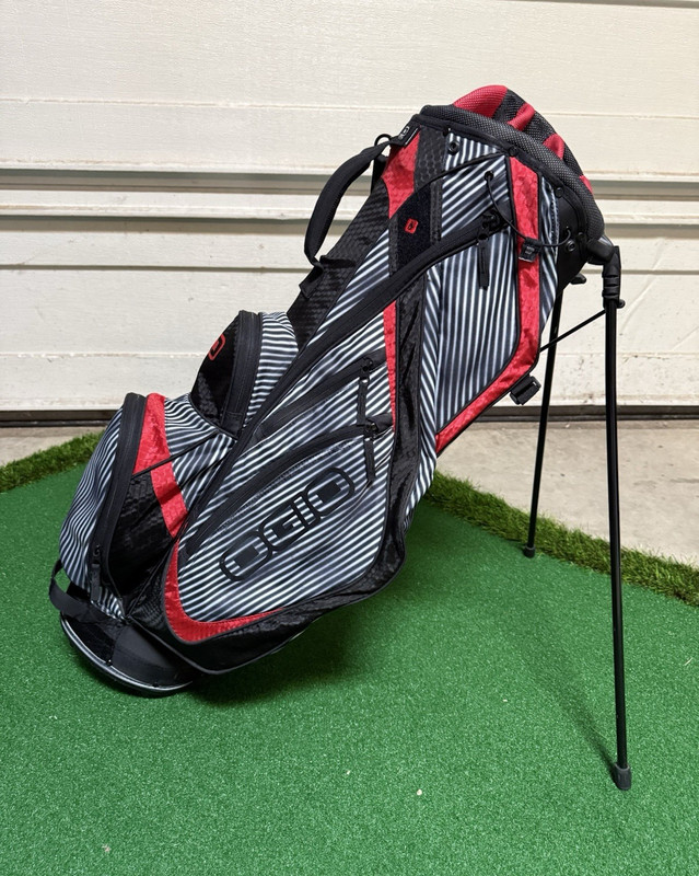 OGIO Striped Stand Golf Bag Black/Red/Gray 8-Way Divider Dual Strap