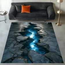 3D Look Rug, 3D Design Rug, Cracked Marble Rug, 3D Rug, Huge Crack Rug