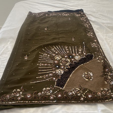 Black, Olive and Gold Sequin Saree/Sari with Matching Blouse
