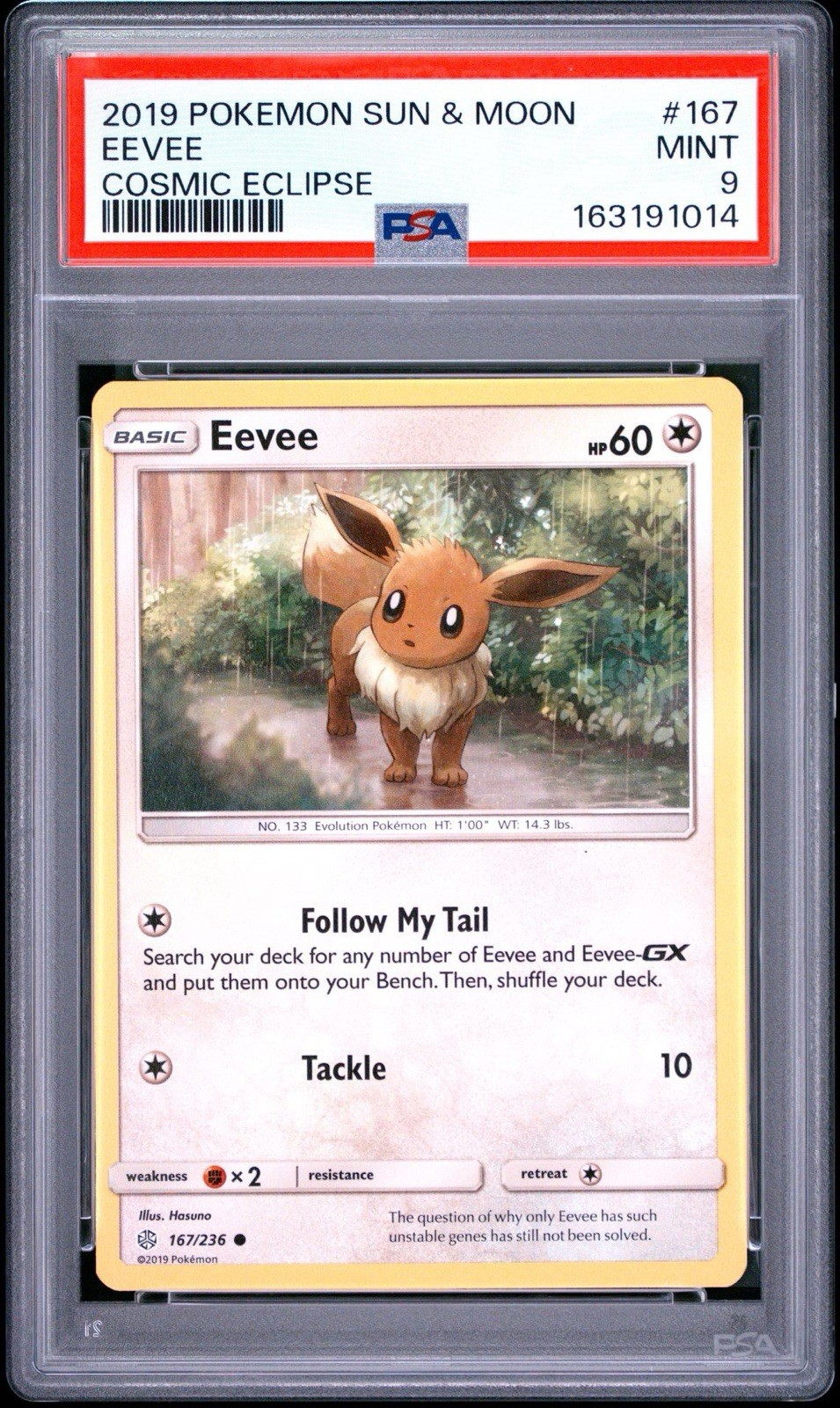 2019 POKEMON SUN & MOON COSMIC ECLIPSE #167 EEVEE PSA 9