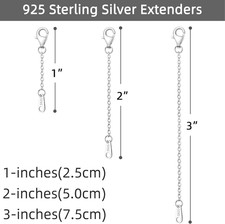 Sterling Silver Necklace Extenders for Women Silver Chain Extension Bracelet ...