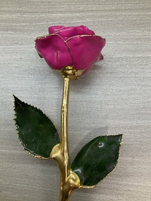 VINTAGE 2 TONE PINK ROSE 24K GOLD DIPPED ROSE REAL ROSE 