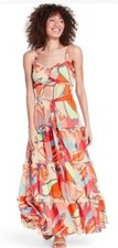 New Alexis x Target Maxi Boho Spaghetti Strap Dress Orange Floral Sleeveless XS