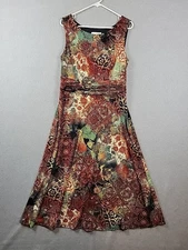 Northstyle Earthtone Paisley Sleeveless Fit & Flare Maxi Dress Womens 12 Stretch