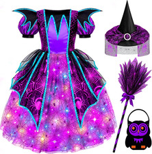 Spooktacular Creations Girls Light Up Witch Costume, Kids Witch Costume with Hat