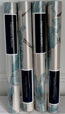 4 Rollen Graham & Brown Tapete Muster 50-043 Spirit Teal Farbe Neu Versiegelt