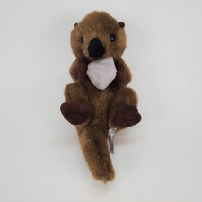 Aurora World Sea Otter Plush Brown Stuffed Animal Holding Shell 11 Inch
