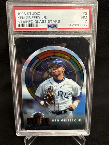 1996 Studio Ken Griffey Jr. #2 Die Cut Stained Glass Stars PSA 7 NM • HOF