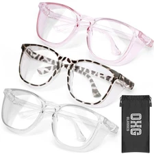Oxg 3 Pack Safety Glasses Goggles for Women, Anti Fog Clear Safety Glasses Scrat