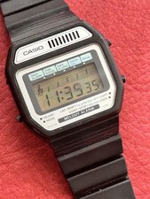 Vintage CASIO Melody Alarm Digital Men's Watch Black White Working Used