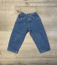 Vintage OshKosh B  Gosh Girls Denim Jeans Elastic Waist 4T Talon Zip 100 Cotton