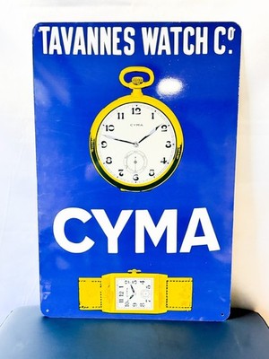 Tavannes Watch Co. CYMA   Vintage Swiss Watch Advertising Metal Sign   60 × 40