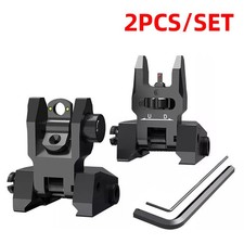 Foldable Iron Sights Flip-up Front and Rear Sight Fiber Optics Dual Aiming Mode