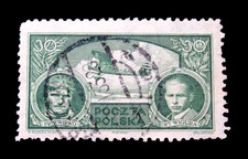Poland Air Mail Stamps Sc C10 Captains Zwirko and Wigura 30 Gr 1933 Used