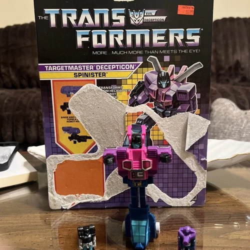 Transformers G1 Vintage Spinister Complete W/ Singe & Hairsplitter Back Card