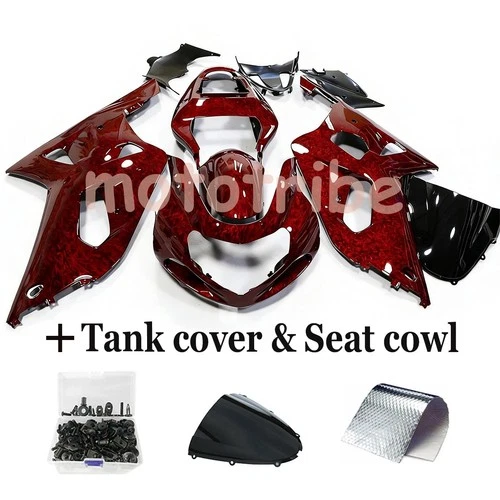 Red Forged Carbon Fiber Fairings+Tank+Bolt For Suzuki GSXR600/750 2001 2002 2003