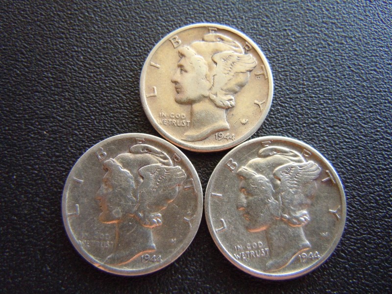 1944 P Mercury Dime Coin - 3 Coins #6