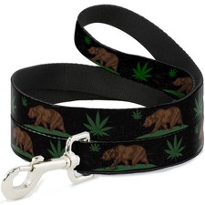Dog Leash Cali Bear/Pot Leaf Black/Gray/Green