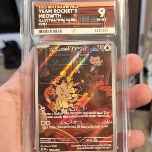 Team Rocket's Meowth [203/182] Destined Rivals Illustration Rare Ace Grade 9