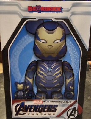 28cm 400%Bearbrick Marvel Iron Man Rescue Suit Authentic Be 28cm 400%Bearbrick Marvel Iron Man Rescue Suit Authentic Be