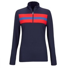 NWT Golfino Ladies Retro Sport Troyer Navy Golf 1/4 Zip 4339722 590 sz 6 8 16