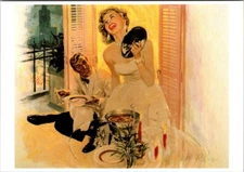 Mark Miller "Manhattan Interlude" Postcard Mid-Century Romance • Art Unlimited