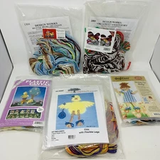 Lot Of 5  Plastic Canvas Kits Yarn Martinsville Dress Up Molly Ornaments NEW