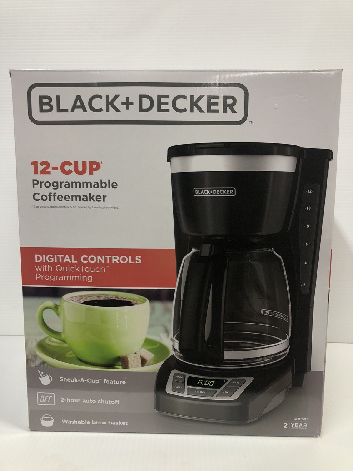 Black+Decker 12Cup Programmable Coffee Maker, Black/Stainless Steel CM1160B NIB 692619431414 eBay