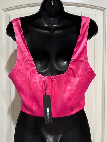 Fashion Nova - Not So Average Pink Satin Corset Top - Size 1X - NEW - Picture 2 of 6
