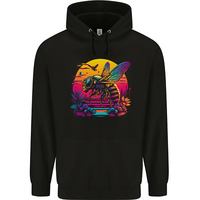 A Retrowave Biene Retro Farbe Kinder Kapuzenpulli