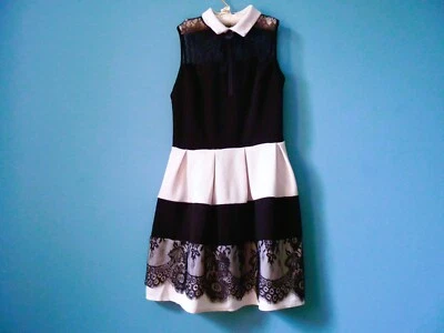 Robe Miss One Fille 14 ans noir blanc style preppy TBE - Photo 1/4