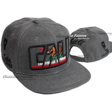 Snapback Baseball Cap Cali California Republic Bear Flat Bill Adjustable Men Hat