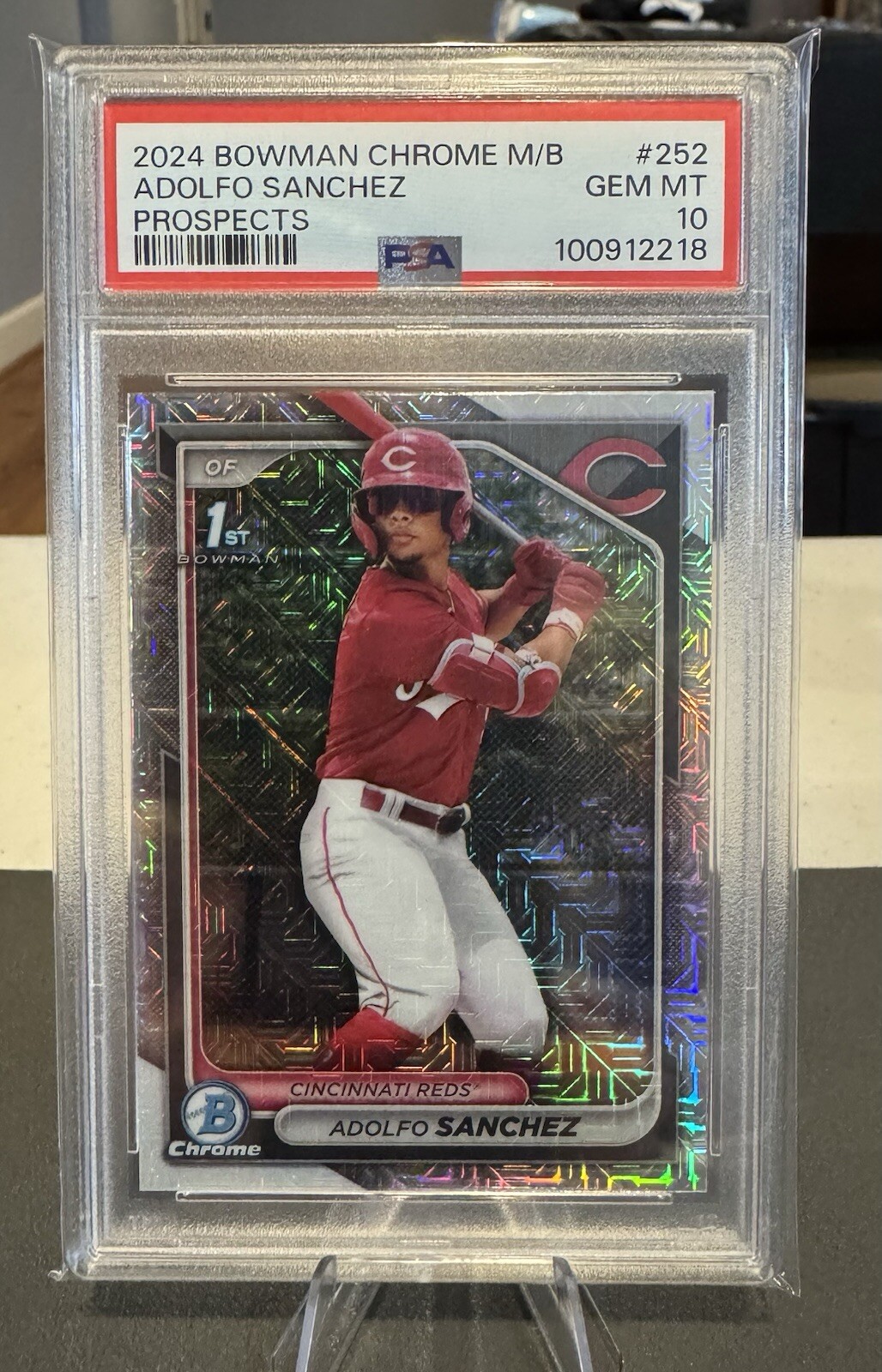 2024 Bowman Chrome Mega- #BCP-252 Adolfo Sanchez Mojo Refractor PSA 10 (Reds)