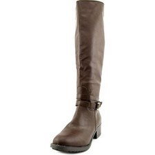 Rampage IMELDA Round Toe Leather Riding Boots, Brown (Women)