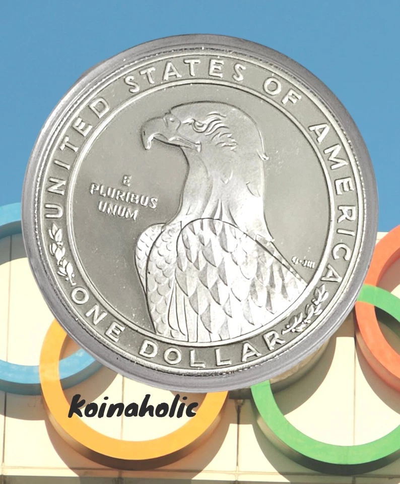 1983 S SILVER Proof Olympic Discus/Eagle Commemorative Dollar PARIS 24 - Image 2 of 4