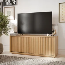TV Stand for TVs up to 70" – Warm Honey Finish Media Console Cabinet