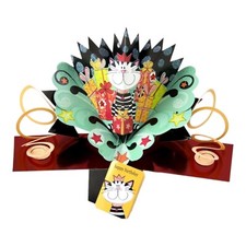 VTG. RUSS Original Pop-Up Birthday Card Cat w Presents NEW Sealed