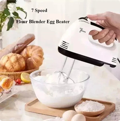 7 Speed Electric Hand Held Mixer Electronic Handheld Whisk Food Blender Egg Cake