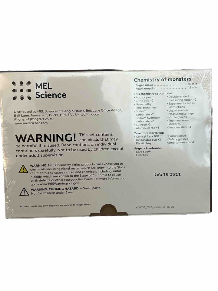 MEL Chemistry Homeschool Lab Science Kit Experiment CHEMISTRY OF MONSTERS Sealed eBay