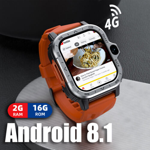WiFi 4G Android Black Smart Watch GPS Dual Camera Sports Watch Fitness Tracker - Picture 6 of 18