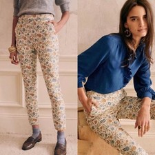 Sezane Jacquard Floral Clara Trouser Size 32 US 0 Skinny Side Zip Pants Slacks