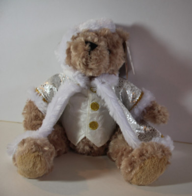 Ganz Royal Bear Plush Silver and Gold Jacket and Hat 12'' new w/tags