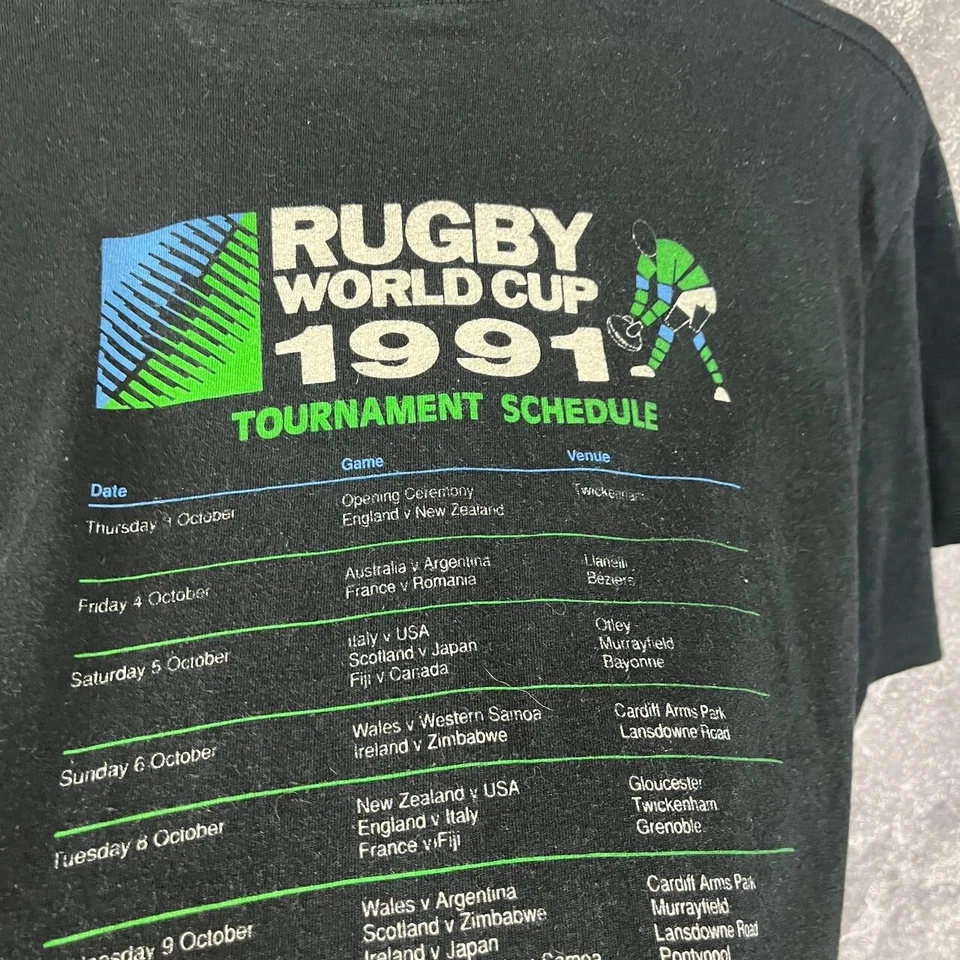 Rugby World Cup 1991 Tournament Vintage T-Shirt Black Size M - Image 4 of 4