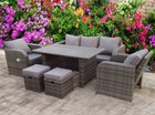 RATTAN RECLINER  WICKER GARDEN OUTDOOR TABLE AND DINING FURNITURE PATIO SET GREY