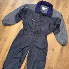 Mens Columbia Snowsuit Ski Suit One Piece Snow Bib retro vtg Gray Jumpsuit XL