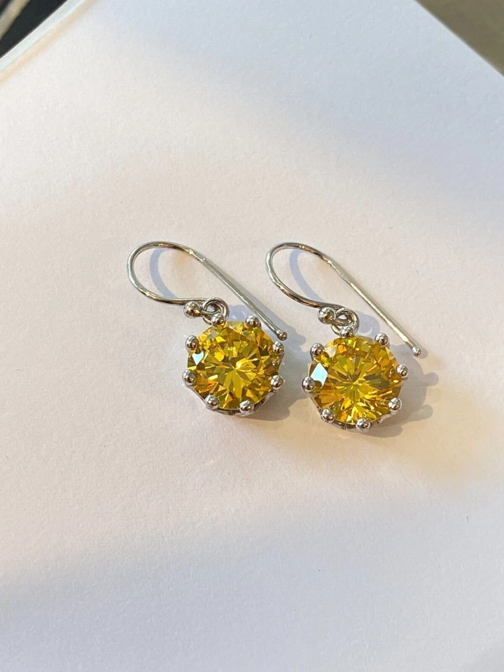 Orecchini in argento 925 made in Italy con quarzo giallo - Immagine 2 di 4